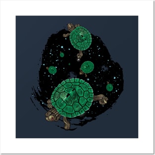 Space turtles Posters and Art